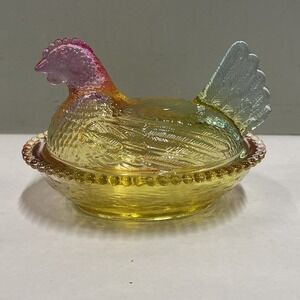 Hen On A Nest/Yellow, Blue And Pink)